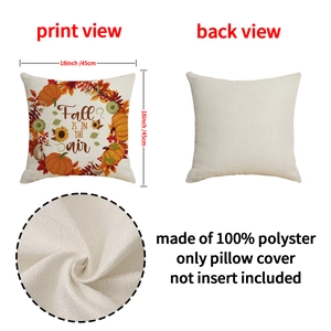 Fall pumpkin and maple leaf linen-style 18-inch polyester pillowcase with festive text