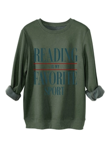 Detail showing thick grey fleece lining on the cuffs of a dark green sweatshirt