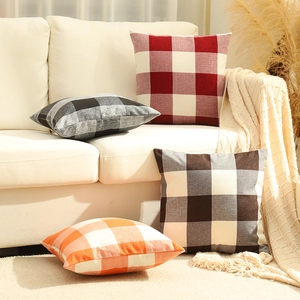 Gingham Kissenbezüge Leinen Quadratisch Karo Kissenhülle Versteckter Reißverschluss Sofa Modern Farmhouse Heimdekoration