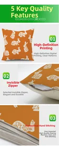 Detail of Easter bunny linen pillowcase showing invisible zipper and textured fabric