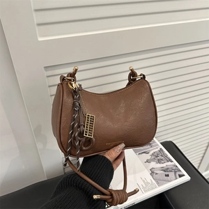 Vintage Women Large Capacity PU Leather Underarm Bag Fashion Knotted Strap Shoulder Crossbody Bag Minimalist Commuter Handbag