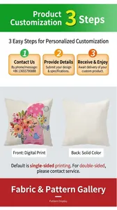 Detail showing the single-sided digital floral gnome print and plain white reverse fabric