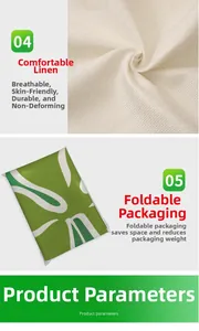 Détail du tissu en lin respirant et housse de coussin trèfle pliable et durable