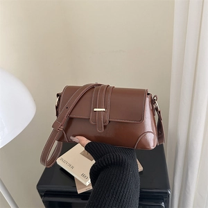 Vintage Französisch PU Leder Schultertasche Große Kapazität Ziernähte Unterarm Umhängetasche Mode Tasche Für Damen