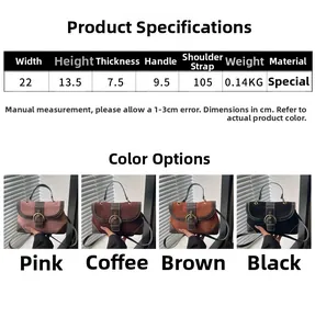 Detailed size specifications for women's vintage frosted handbag with color options