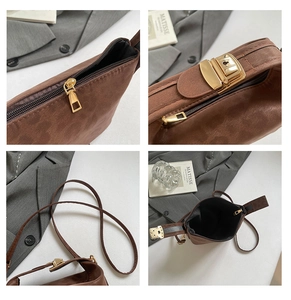 Detailed macro of vintage leopard crossbody bag with gold hardware and secure zip closure