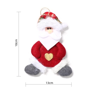 Detailed view of 18cm Santa plush ornament with red fabric and gold heart decoration