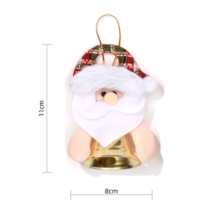 Cloche de Noël avec chapeau à carreaux rouges et barbe blanche, mesure 11x8 cm
