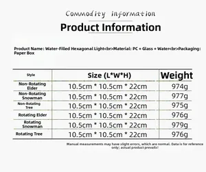 Detailed size chart and technical specifications for Christmas lantern ornaments