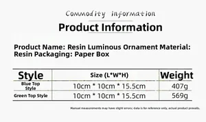Specifiche di dimensioni e peso delle casette di Natale rotanti a LED in resina