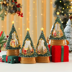 Luminous musical snow globe Christmas tree decor with Santa and snowman scenes