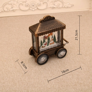 Antique bronze Christmas carriage snow globe with Santa scene and detailed dimensions