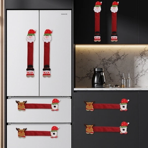 Fundas navideñas para manijas de refrigerador con diseños de Papá Noel, Muñeco de nieve y Reno