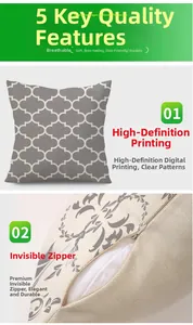 Close-up of linen pillowcase showing invisible zipper and HD digital printing texture