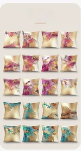 Detailed matrix of 20 cushion covers with metallic abstract marble patterns for sofa decor