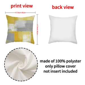 Polyester 45x45cm pillow cover featuring yellow and grey abstract art color blocks