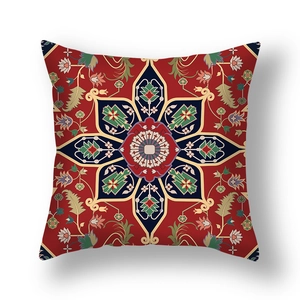 Detail showing Persian style mandala pattern on a square plush cushion cover