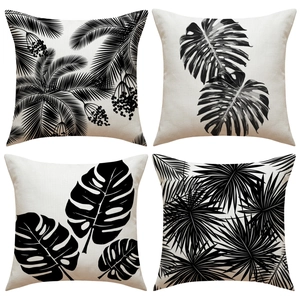 Tropical Leaf Pattern Linen Pillow Cover Palm Tree Monstera Flamingo Print Minimalist Nordic Decorative Cushion Case