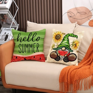 Watermelon theme decorative pillow covers set on sofa for summer home decor