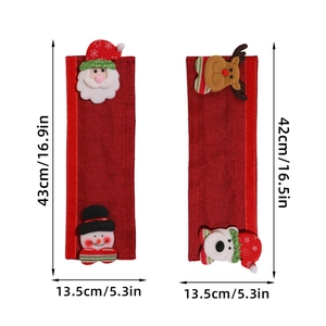 Fundas navideñas para manijas de refrigerador con figuras de Papá Noel y muñeco de nieve