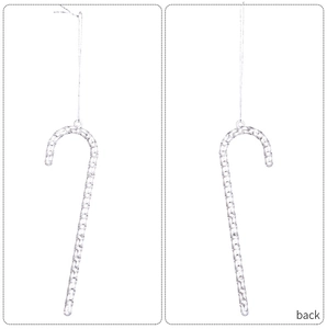 Front and back detail of acrylic Christmas candy cane ornaments with spiral texture