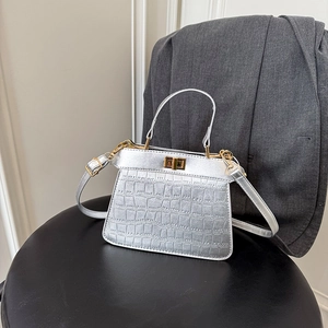 Borsa a Mano da Donna in Pelle PU Fashion Borsa a Tracolla Goffrata a Coccodrillo Borsa Squadrata Piccola con Serratura Dorata