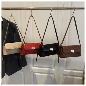 French style crossbody bags in four colors with suede flap and vintage metal buckle