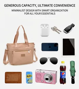 Large capacity tote bag showing interior storage for tablets, cameras and daily items
