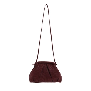 Modische burgunderrote Schultertasche mit Leopardenmuster und weicher Faltenoptik