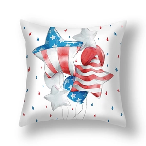 Detail of USA Independence Day pillowcase with red, white, and blue balloon pattern
