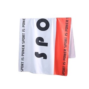 Large orange and white microfiber sand-free beach towel with Sport Is Power text