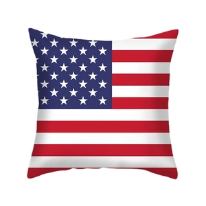 Square throw pillow cover with American flag stars and stripes design for sofa decor