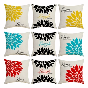 Modern Minimalistisch Leinen Kissenbezug Quadratisch Dekorative Kissenhülle Geometrische Blume Buchstaben Druck Sofa Deko