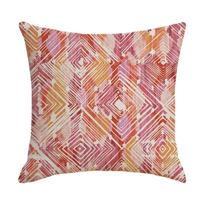 Modern boho watercolor linen cushion cover with colorful geometric diamond patterns