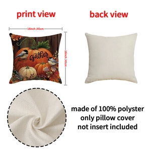 Fall maple leaf pumpkin cushion cover 18x18 inch, linen texture polyester pillowcase