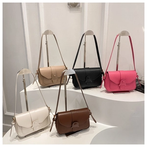 Detailed display of square crossbody bags in cream, coffee, beige, black and pink