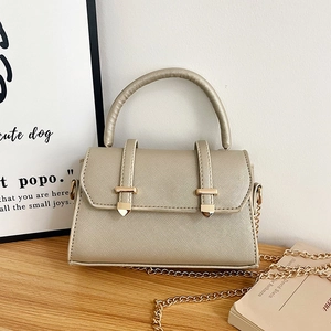 Women Modern Cross-Grain PU Leather Small Square Bag Large Capacity Simple Casual Shoulder Crossbody Bag With Chain Strap