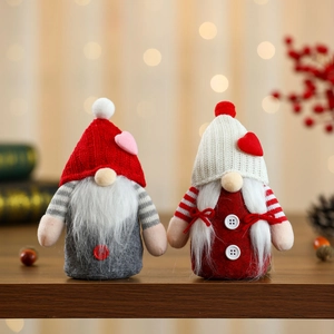 Valentine Day Christmas Gnome Plush Dolls Knit Heart Hat Faceless Dwarf Elf Ornament Home Desktop Decoration Gift For Kids