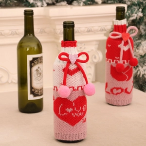 Housses de bouteille de vin en tricot avec cœurs pour la Saint-Valentin et Noël