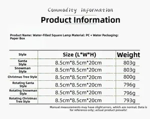 Detailed specifications for Christmas lanterns showing sizes, materials, and styles