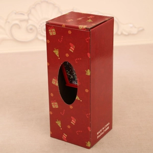 Christmas lantern gift box with festive red design and 84x84x216mm product dimensions