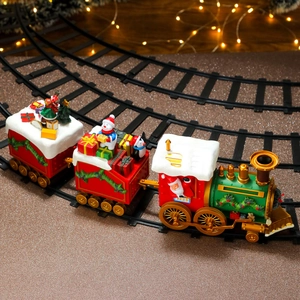 Classic 1.35m Christmas train set with Santa and snowman on track for tree decoration