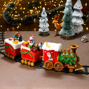 Classic 1.35m Christmas train set on tracks with Santa and festive holiday decor