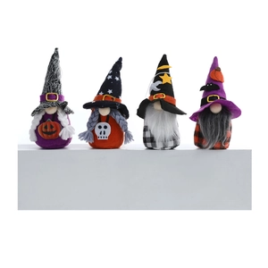 Halloween gnome plush set with pumpkin, skull, and bat elements for festive decoration