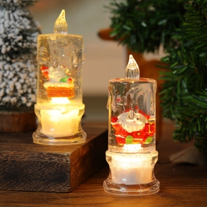 LED Christmas candle figurine with warm light and Santa Claus inside for party decor