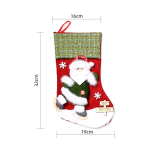 Detailed size guide for large plush Christmas stocking featuring 3D Santa Claus figure