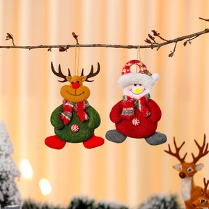 Felt reindeer and snowman Christmas tree ornaments with colorful buttons and scarves