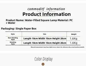 Detailed size chart for Christmas LED water lantern showing 10x10x28cm specifications