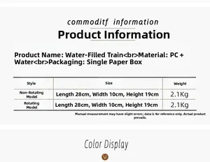Size chart for musical Christmas train decoration with water injection specifications