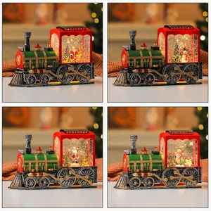 Quatre modèles de trains boules de neige de Noël vintage avec lumières et musique